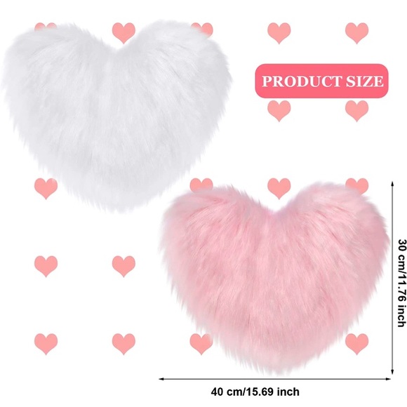 NEW Pink & White Faux Fur Heart-Shaped Rugs - Picture 2 of 3